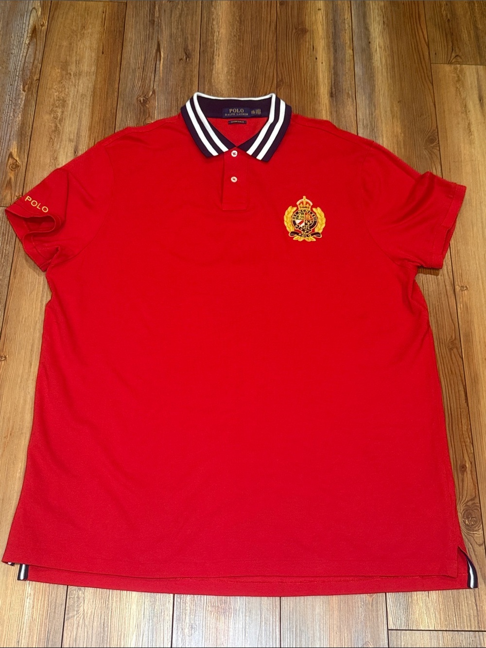 Polo Ralph Lauren Red Polo Crest and Navy-Trim Collar Size XXL